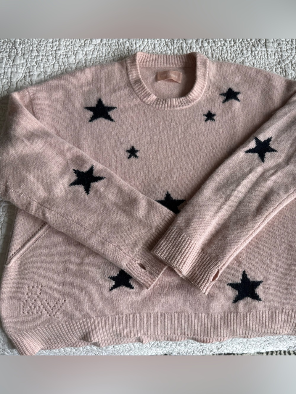 Zadig & Voltaire Pink Cashmere Sweater with Black Star Motif